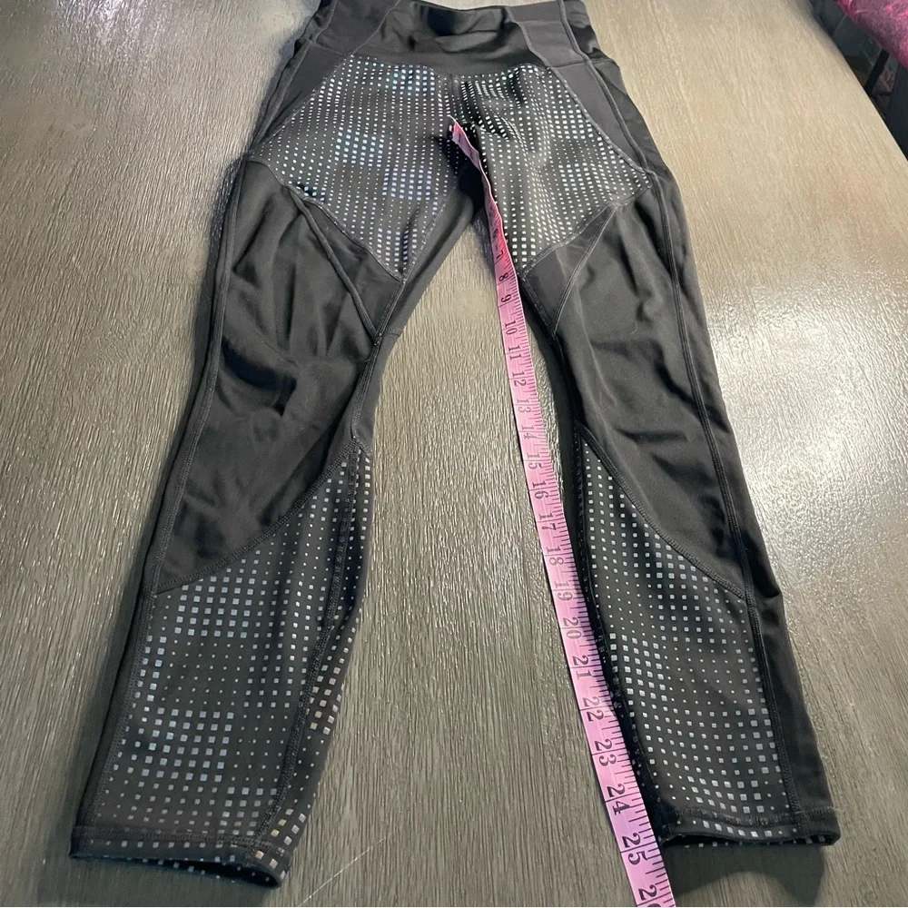Athleta Black And Rainbow Square High Waisted Leggings
